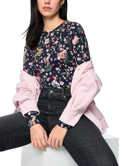 MARC CAIN Langarm-Shirt mit floralem Allover-Print