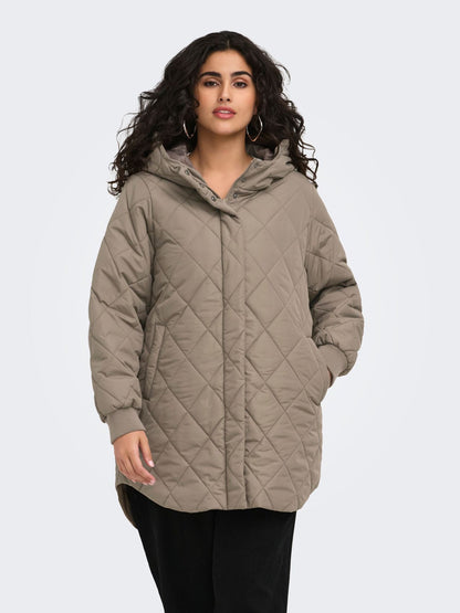 ONLY CARMAKOMA CARJULIET QUILTD HOOD ZIP COAT OTW NOOS