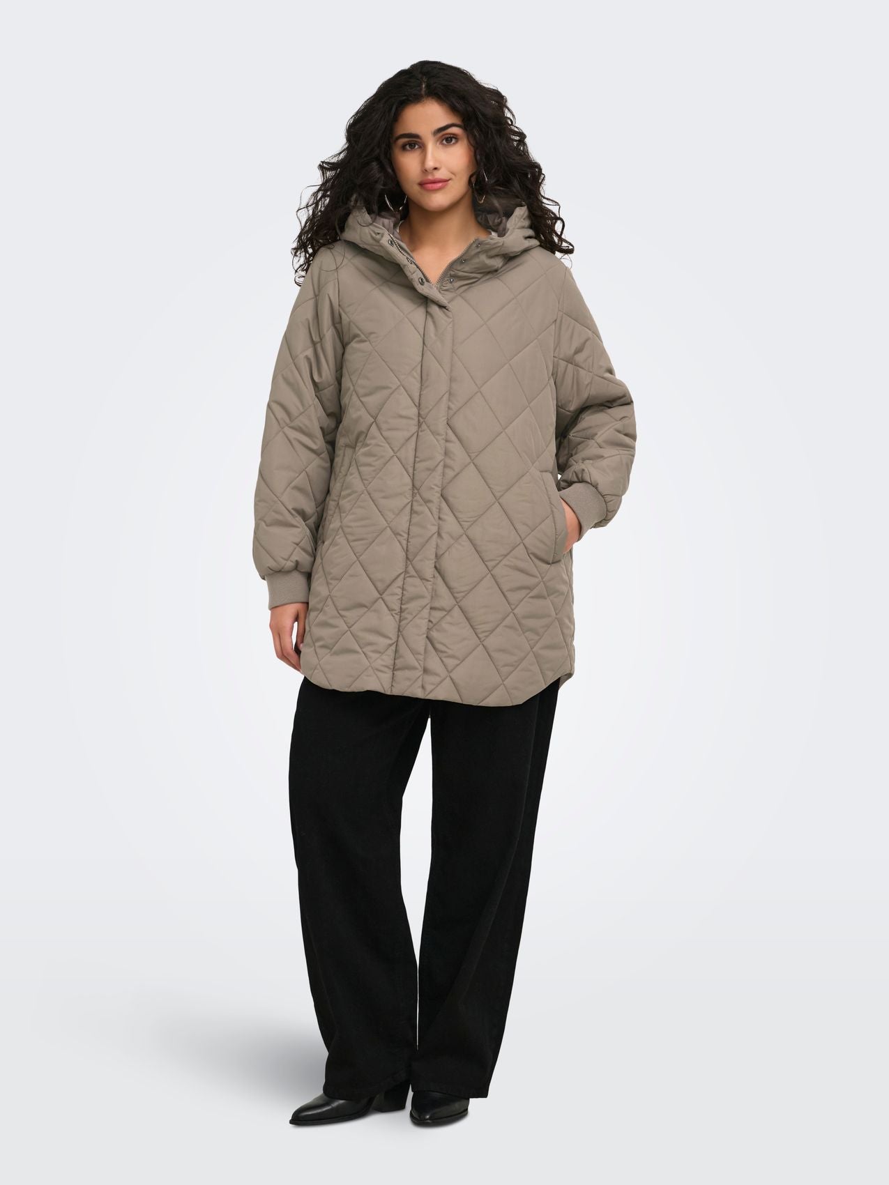 ONLY CARMAKOMA CARJULIET QUILTD HOOD ZIP COAT OTW NOOS