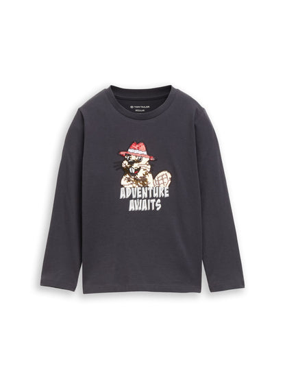 TOM TAILOR Langarmshirt mit Biber-Print