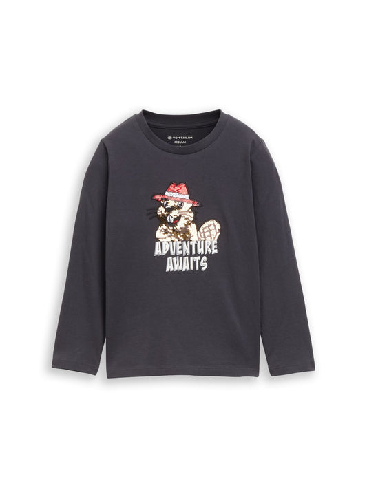 TOM TAILOR Langarmshirt mit Biber-Print
