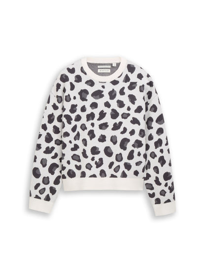 TOM TAILOR Jacquard Strickpullover mit Leo-Muster