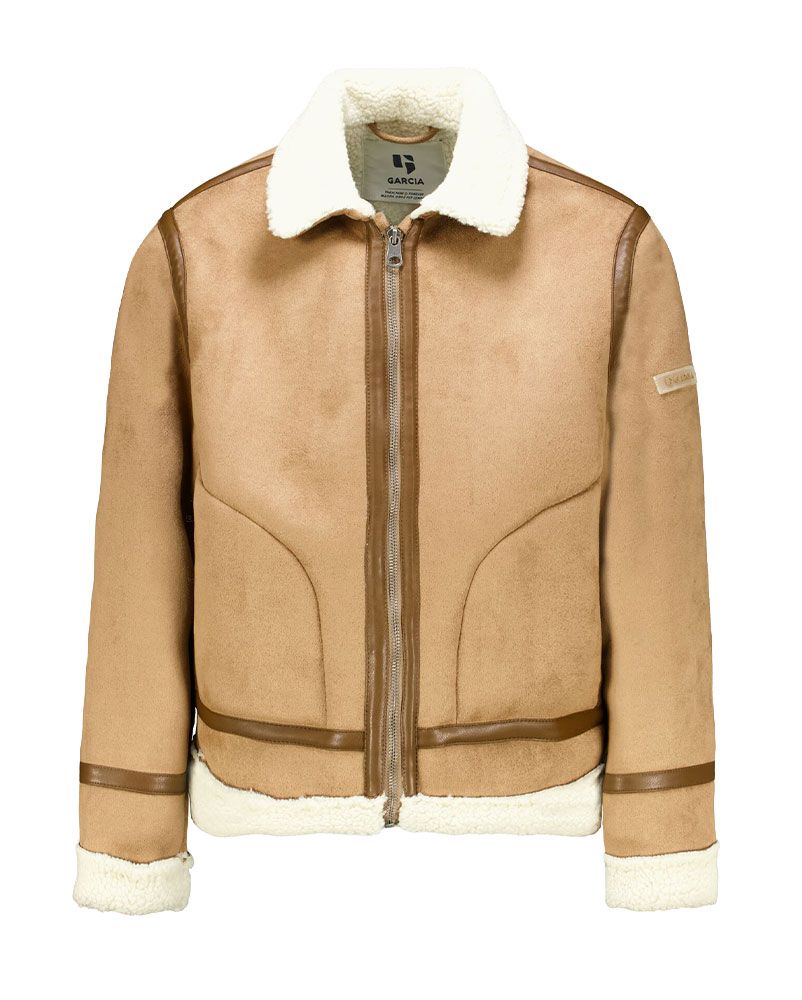 Jacke in Lederoptik mit Teddybesätzen