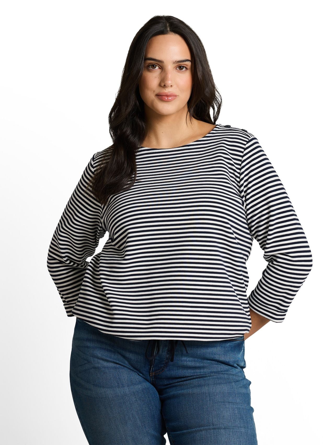 Plus Size - Langarmshirt mit Knopf-Details
