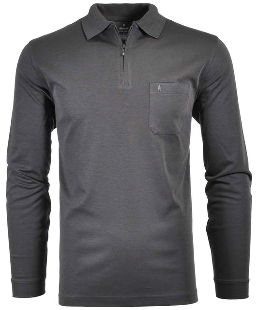 RAGMAN Softknit-Poloshirt mit Reissverschluss, Langarm M