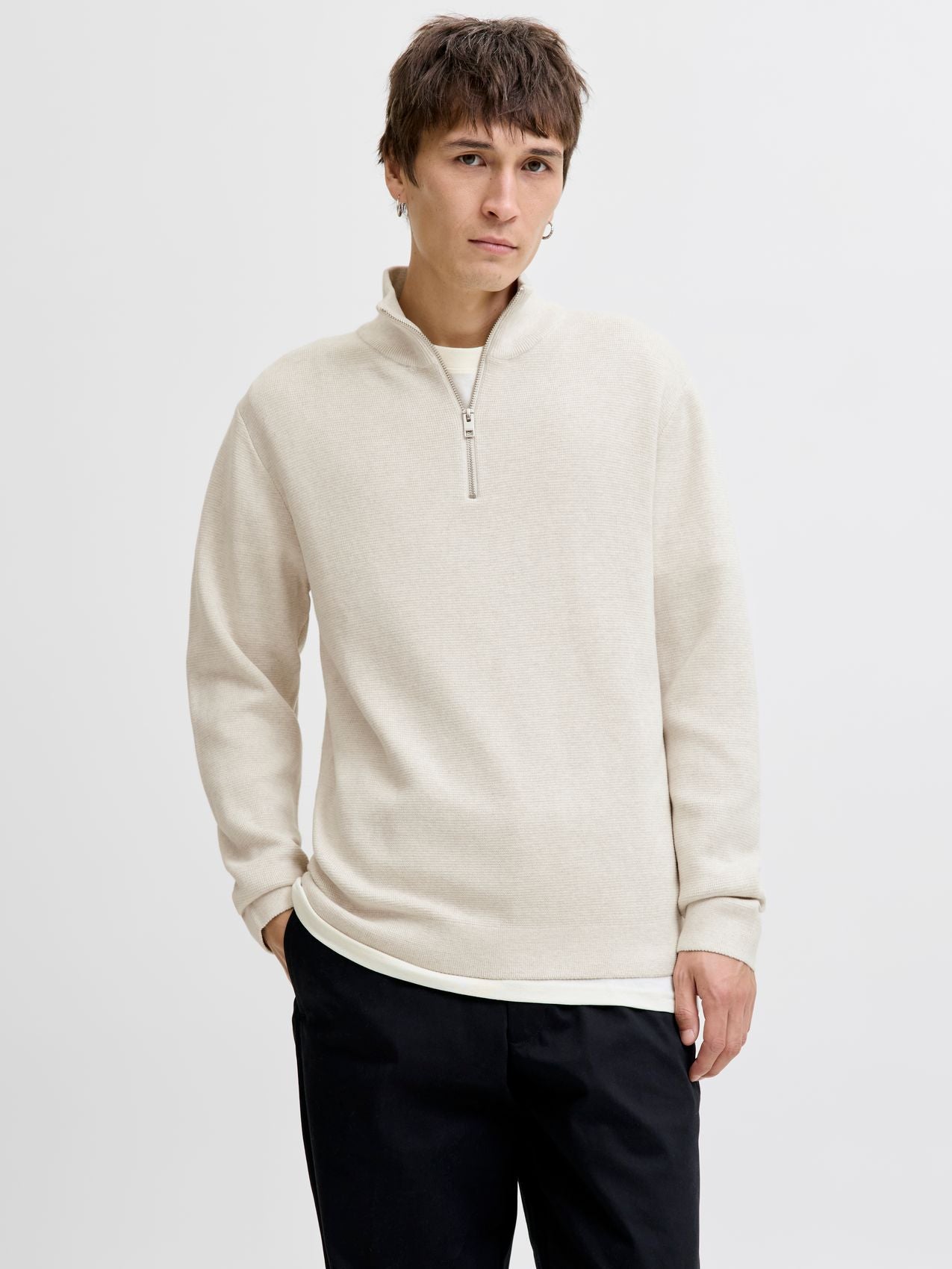JJMILANO STITCH KNIT HALF ZIP SN