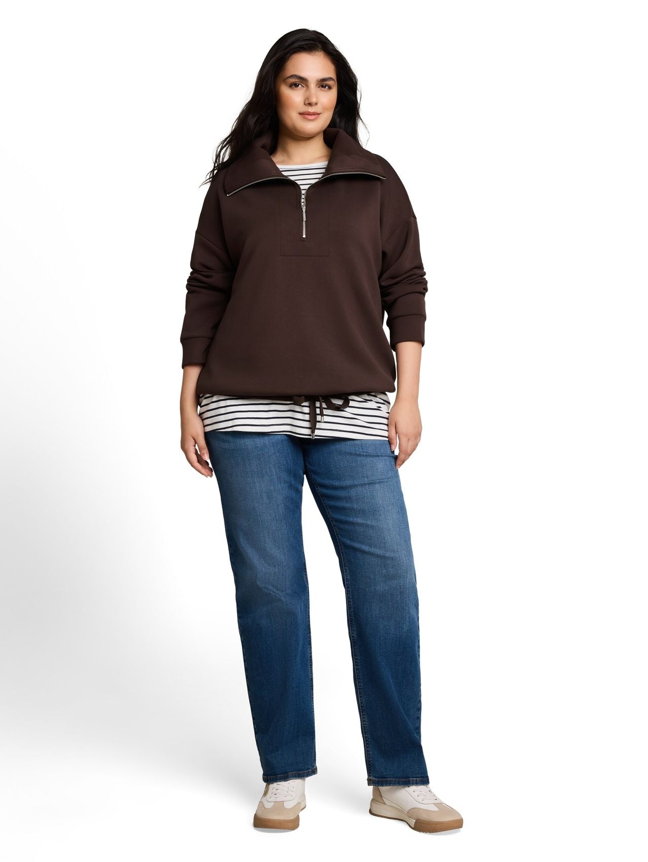 Plus Size - Troyer Sweatshirt aus Scuba