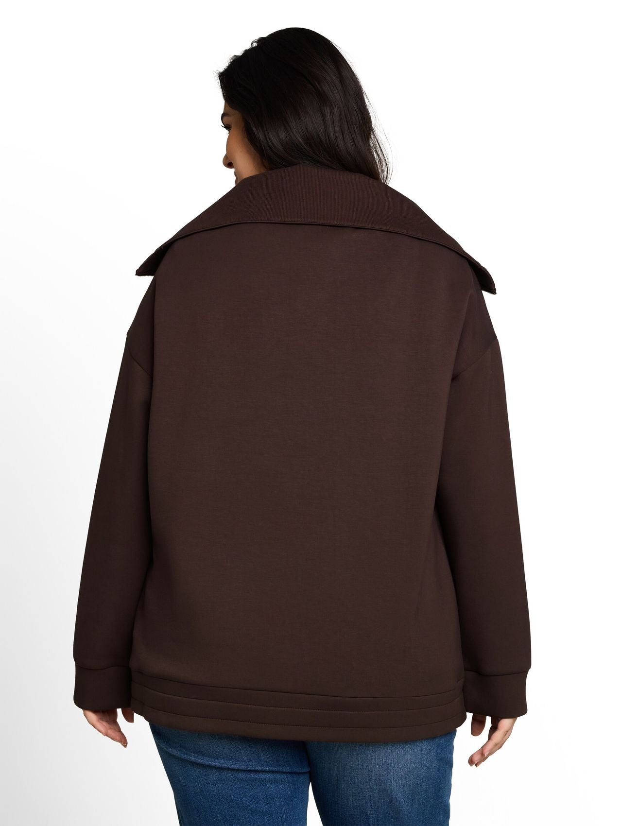 Plus Size - Troyer Sweatshirt aus Scuba