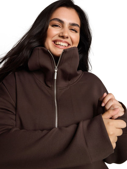 Plus Size - Troyer Sweatshirt aus Scuba