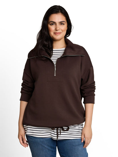 Plus Size - Troyer Sweatshirt aus Scuba