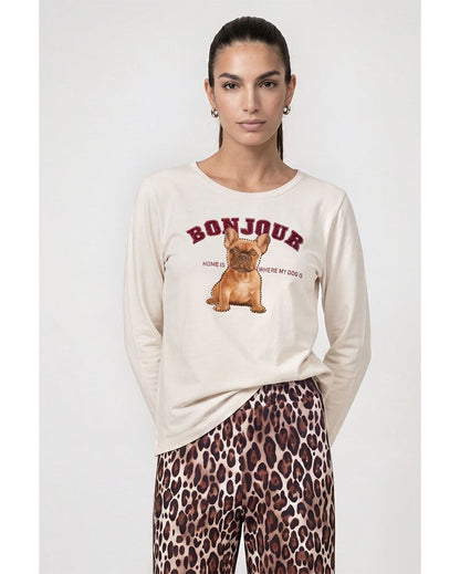 Langarmshirt mit Bulldoggen-Print