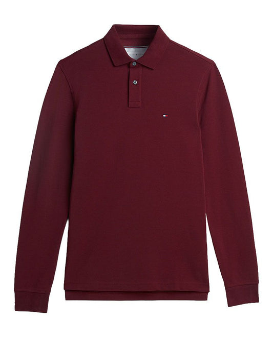 Langarm-Poloshirt aus Stretch-Piqué