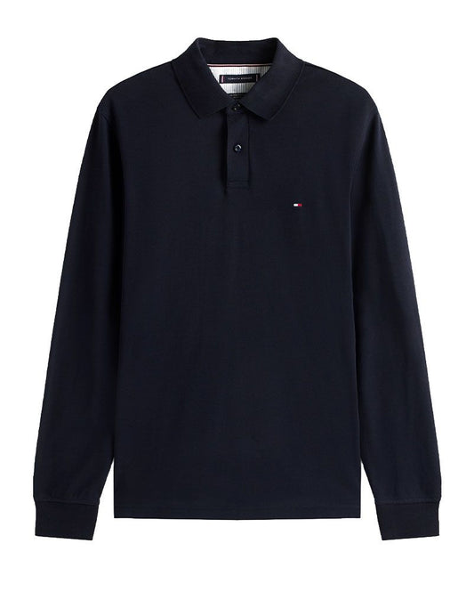 Langarm-Poloshirt aus Stretch-Piqué