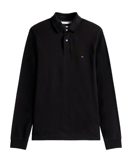 Langarm-Poloshirt aus Stretch-Piqué