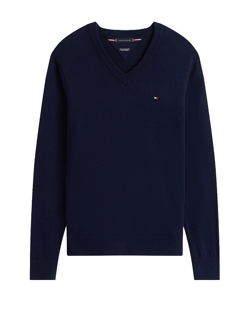TOMMY HILFIGER V-Ausschnitt-Pullover mit Kaschmiranteil
