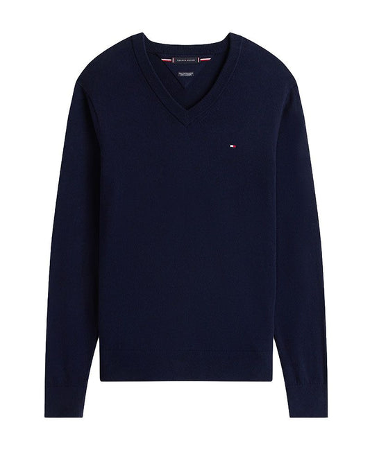 V-Ausschnitt-Pullover mit Kaschmiranteil