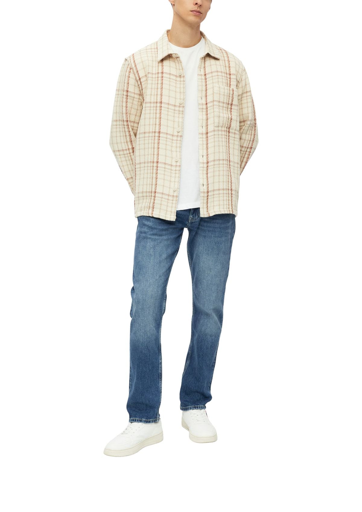 S.OLIVER Strukturiertes Karo-Overshirt mit Brusttasche