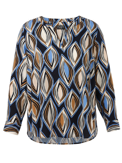 Bluse V-Ausschnitt 1/1 Arm Druck