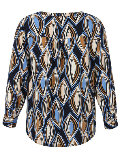 Bluse V-Ausschnitt 1/1 Arm Druck