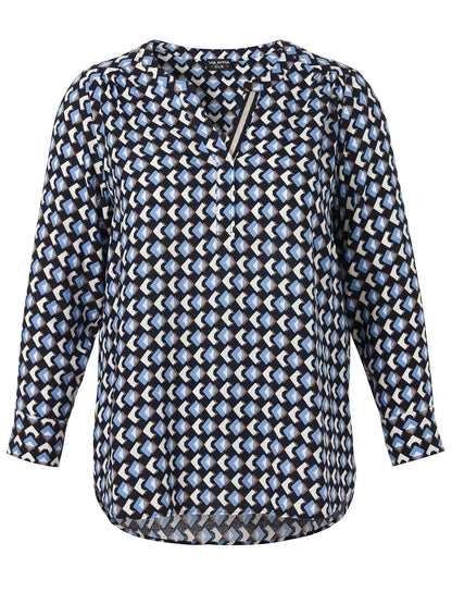 Bluse V-Ausschnitt 1/1 Arm Druck