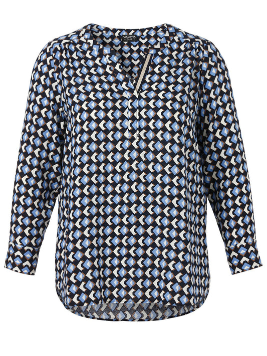 VIA APPIA Bluse V-Ausschnitt 1/1 Arm Druck 54