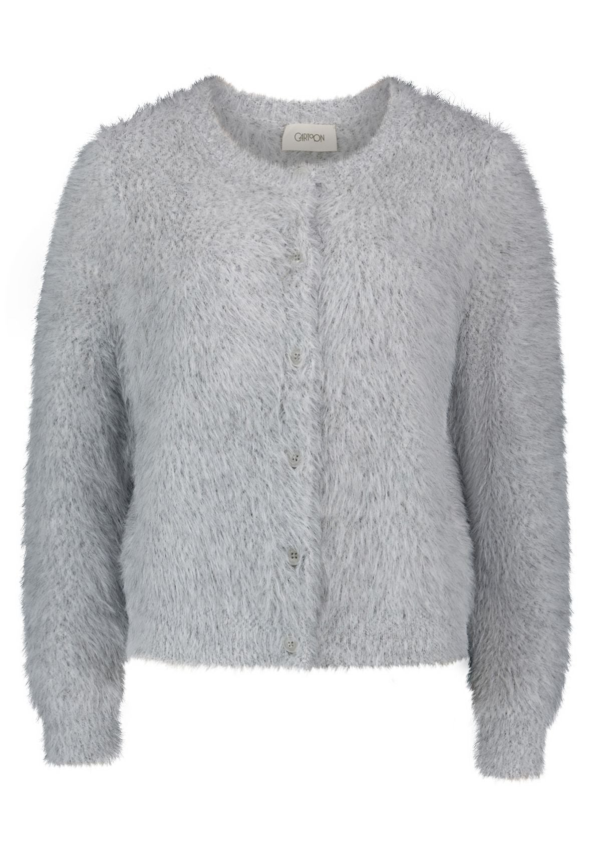 CARTOON Flauschige Strickjacke mit Rundhalsausschnitt 44