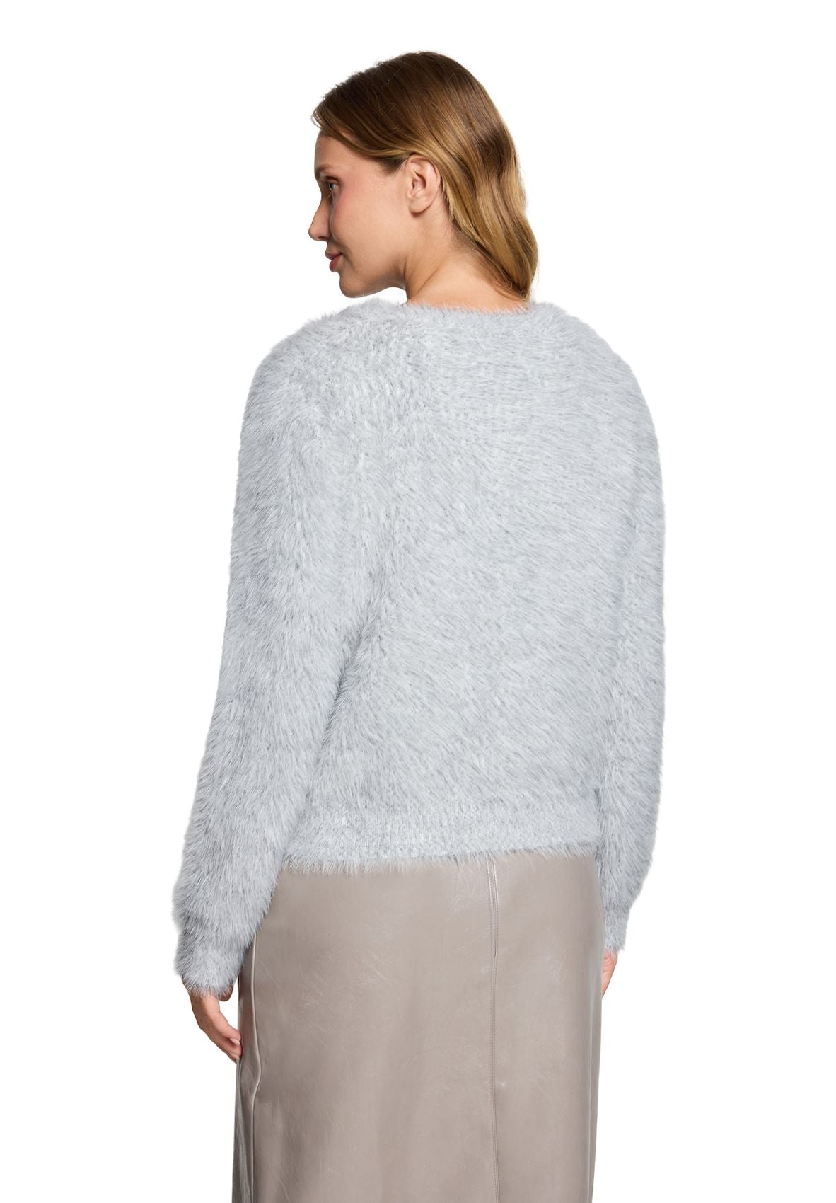 CARTOON Flauschige Strickjacke mit Rundhalsausschnitt