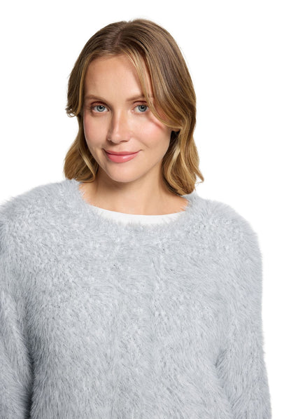 CARTOON Flauschige Strickjacke mit Rundhalsausschnitt