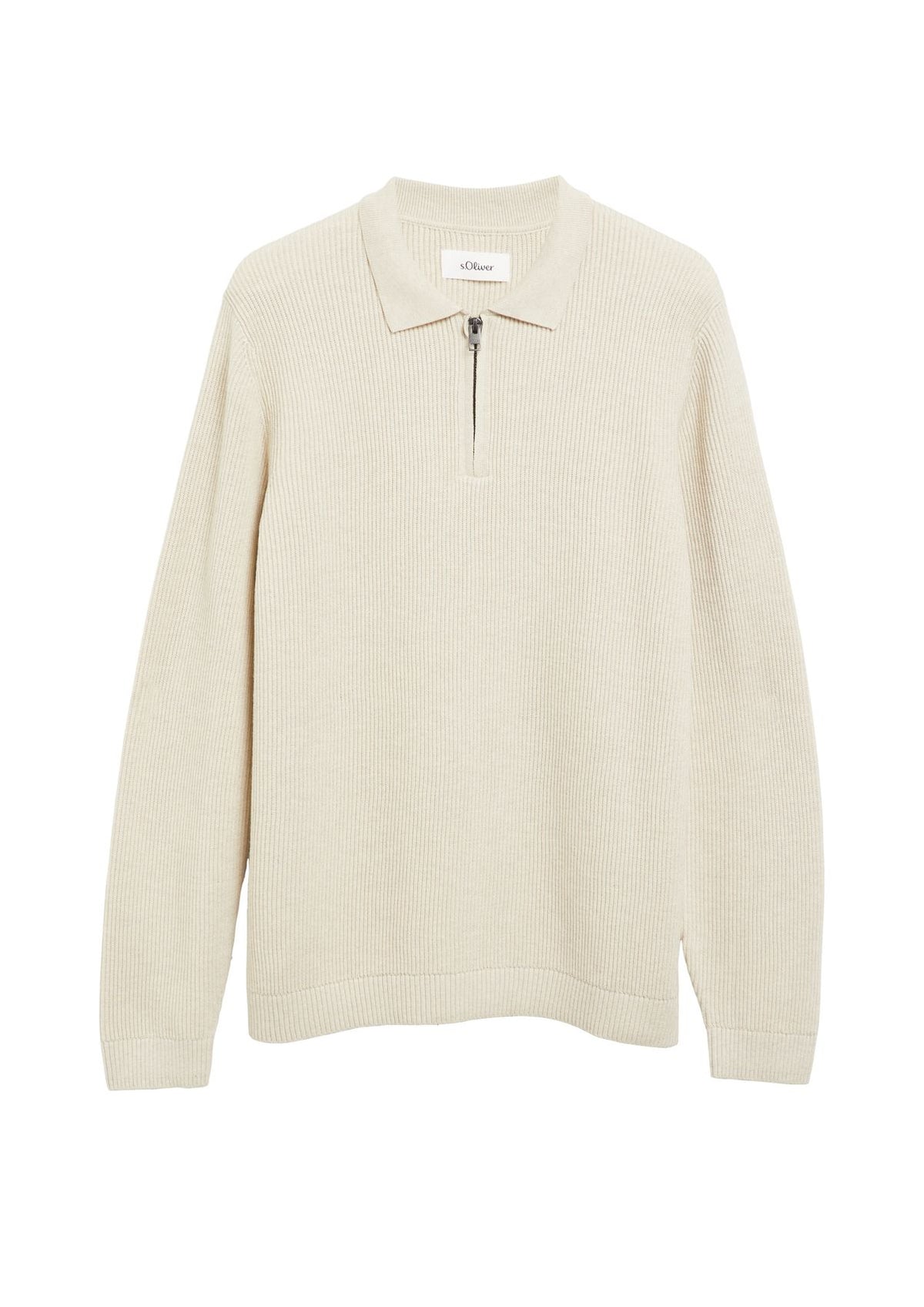 S.OLIVER Zip-Strickpullover mit Rippstruktur