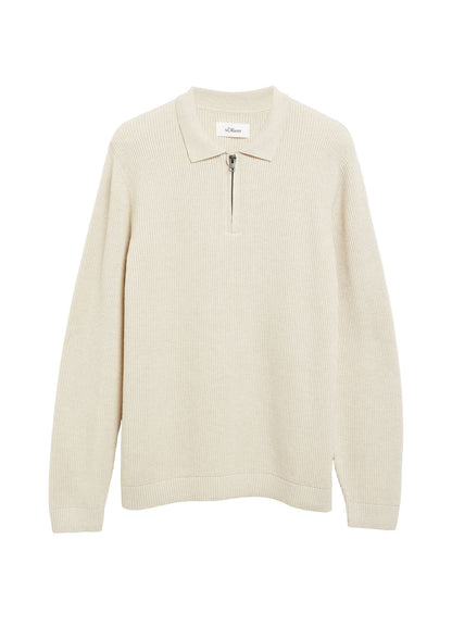 S.OLIVER Zip-Strickpullover mit Rippstruktur