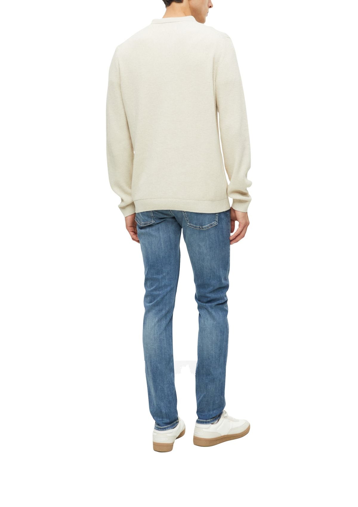 S.OLIVER Zip-Strickpullover mit Rippstruktur