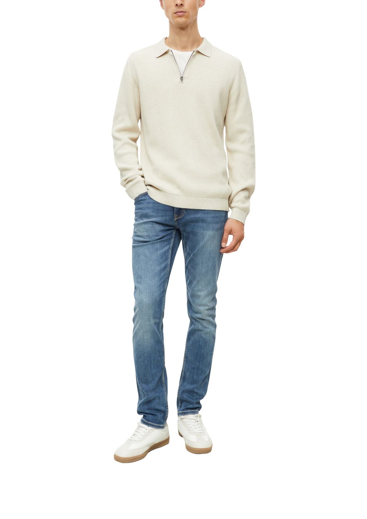 S.OLIVER Zip-Strickpullover mit Rippstruktur