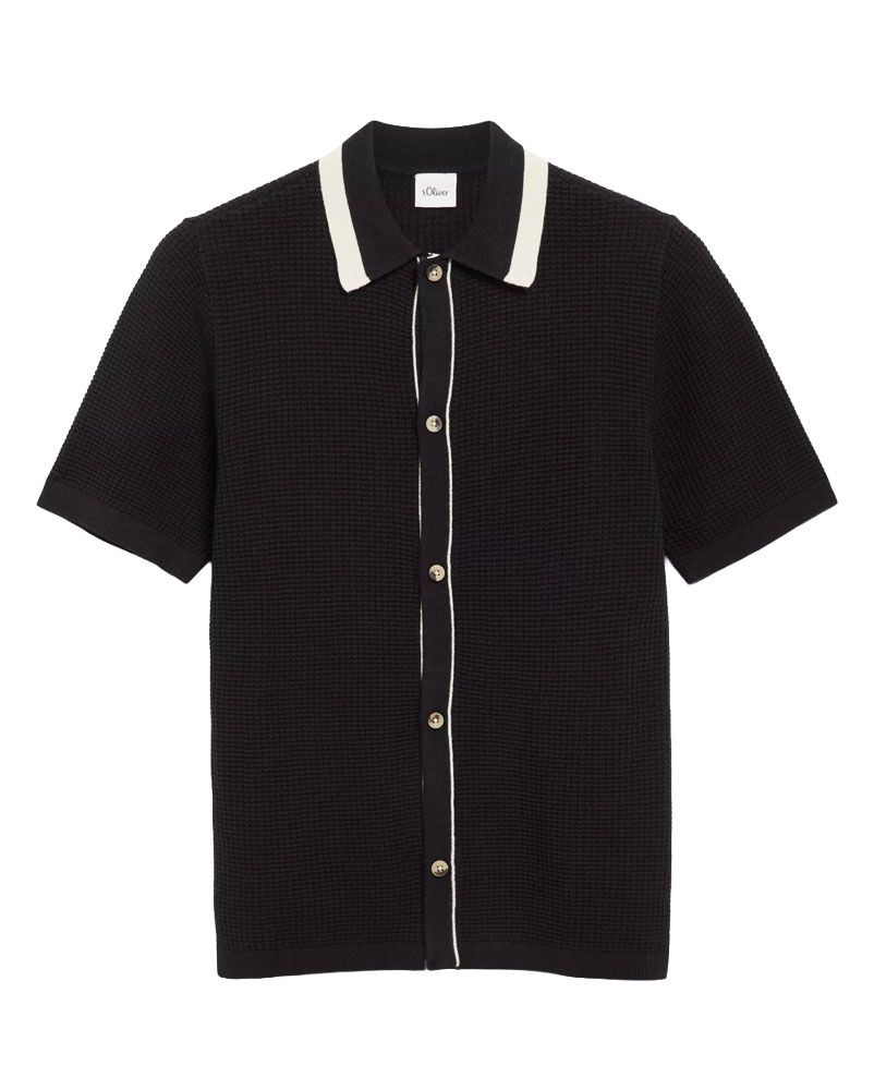 OLIVER TWIST Strukturiertes Strick-Polo mit Knopfleiste