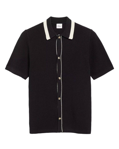 OLIVER TWIST Strukturiertes Strick-Polo mit Knopfleiste