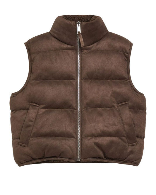 OLIVER TWIST Boxy Wendeweste in Velours- und Teddy-Mix