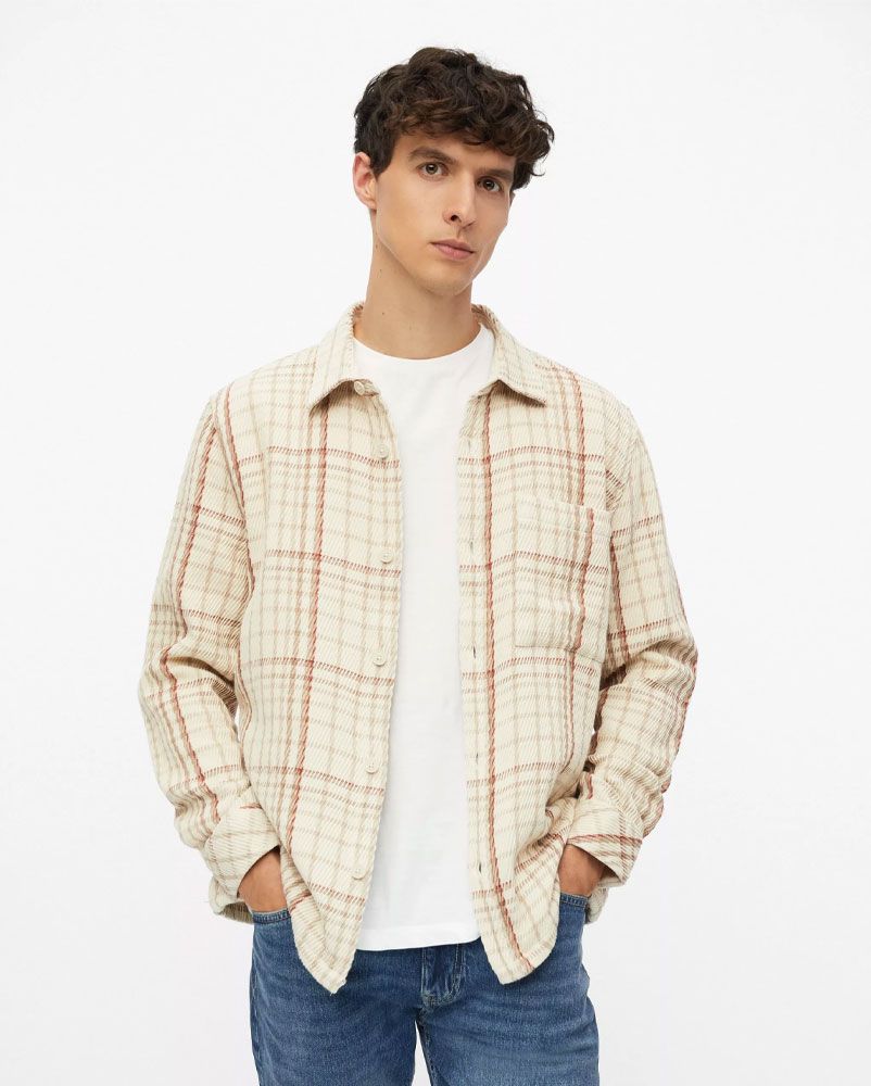 S.OLIVER Strukturiertes Karo-Overshirt mit Brusttasche