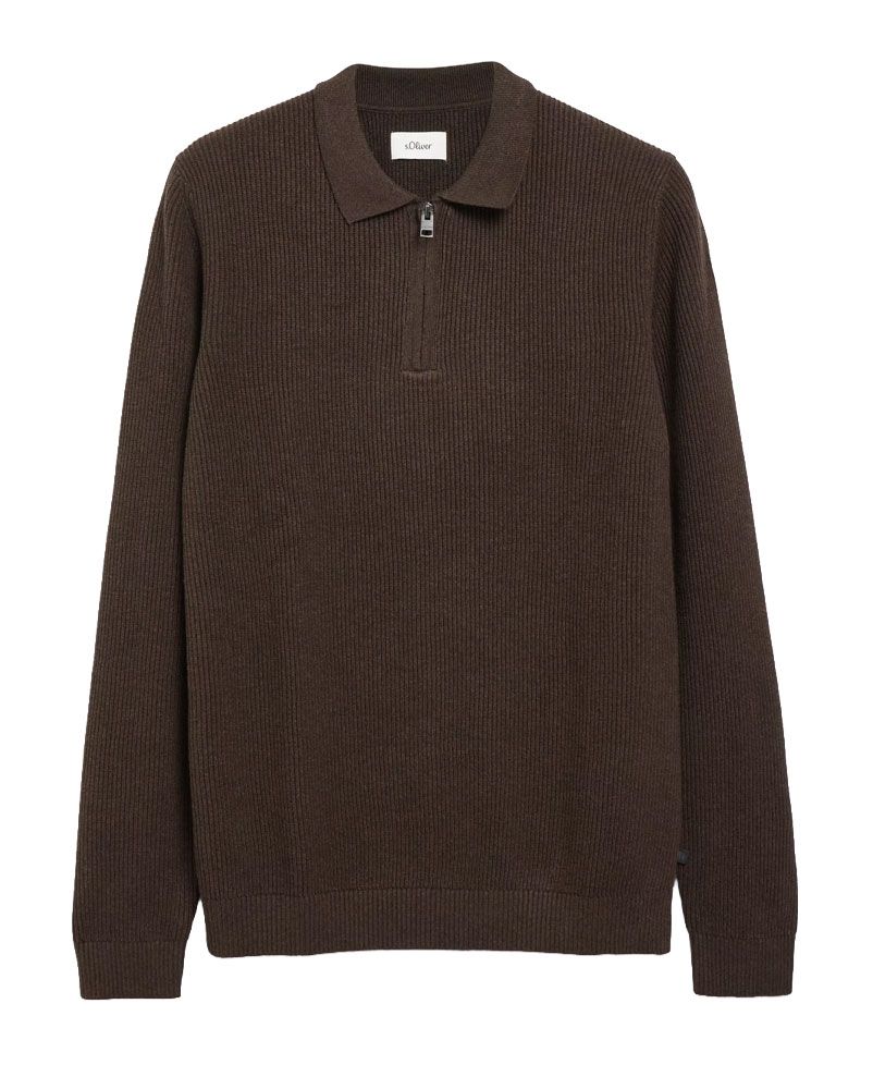 S.OLIVER Zip-Strickpullover mit Rippstruktur