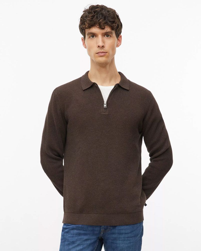 S.OLIVER Zip-Strickpullover mit Rippstruktur