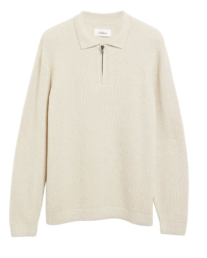 S.OLIVER Zip-Strickpullover mit Rippstruktur