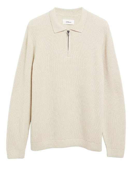 S.OLIVER Zip-Strickpullover mit Rippstruktur