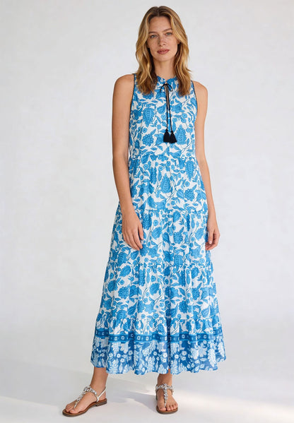 MORE & MORE Sommerkleid mit blau/weiß Print