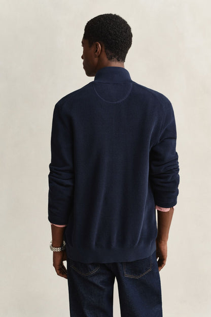 GANT Strickjacke aus strukturierter Baumwolle mit Reißverschluss
