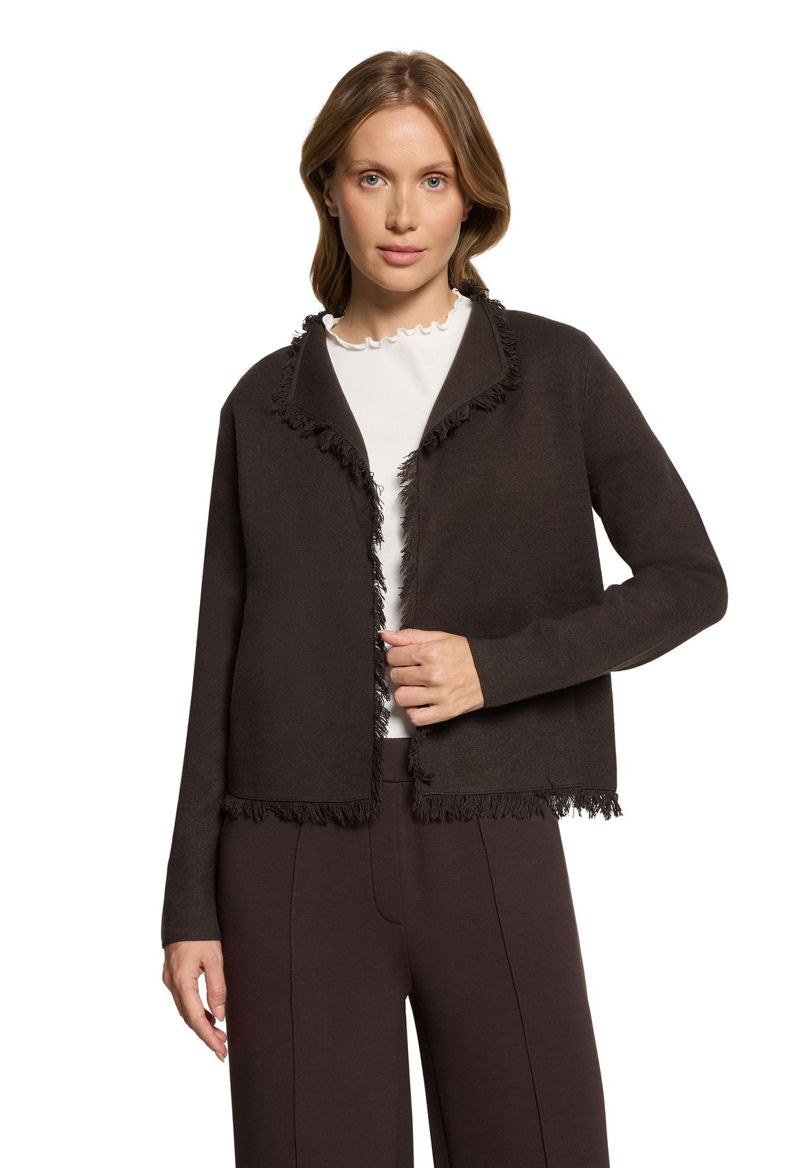CARTOON Strick-Cardigan mit Fransen