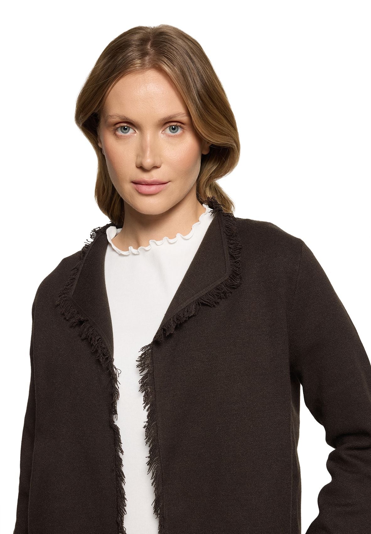 CARTOON Strick-Cardigan mit Fransen