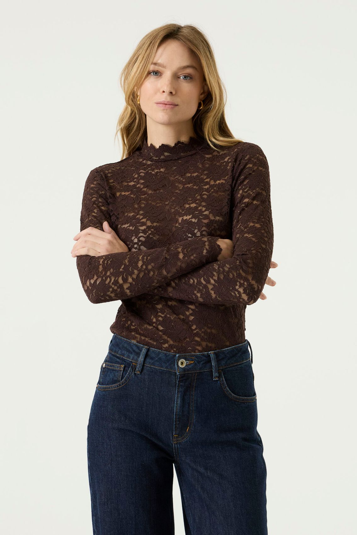 Langarmshirt aus Spitze