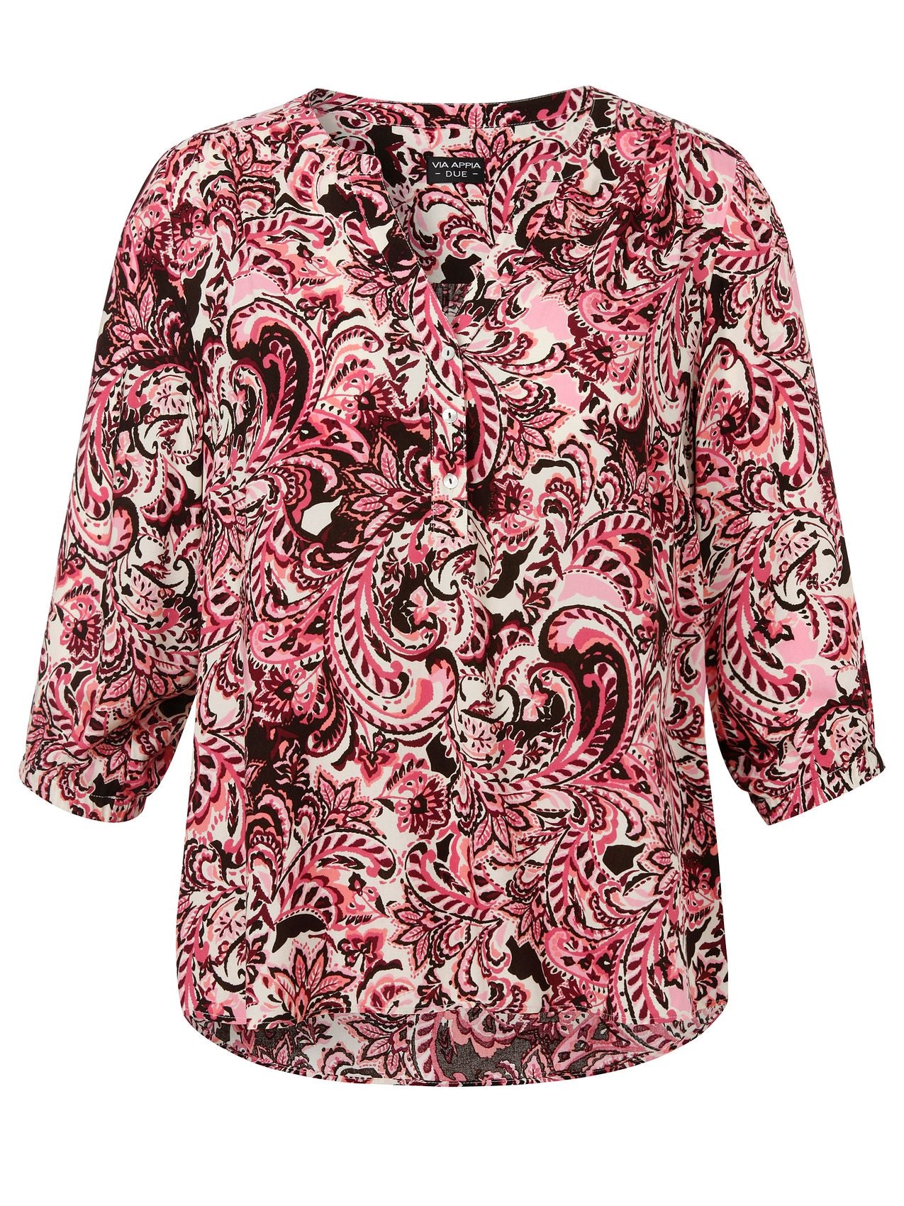 Bluse V-Ausschnitt 3/4 Arm Druck
