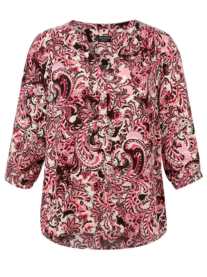 Bluse V-Ausschnitt 3/4 Arm Druck