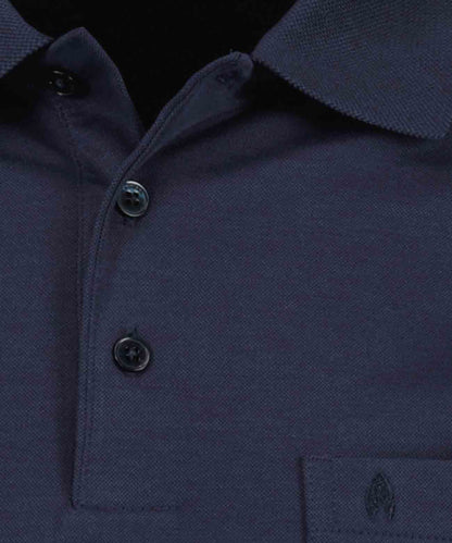 RAGMAN Softknit-Polo mit Brusttasche, Langarm