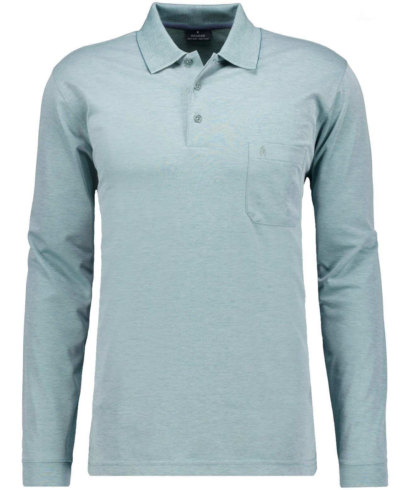 RAGMAN Softknit-Polo mit Brusttasche, Langarm XXL