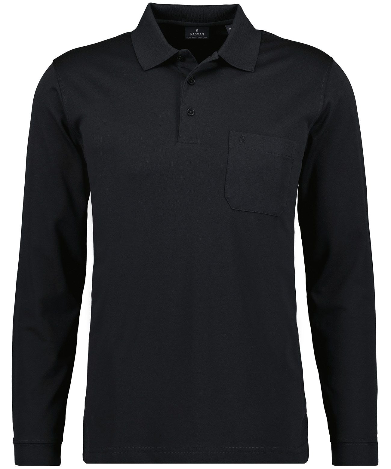 RAGMAN Softknit-Polo mit Brusttasche, Langarm L